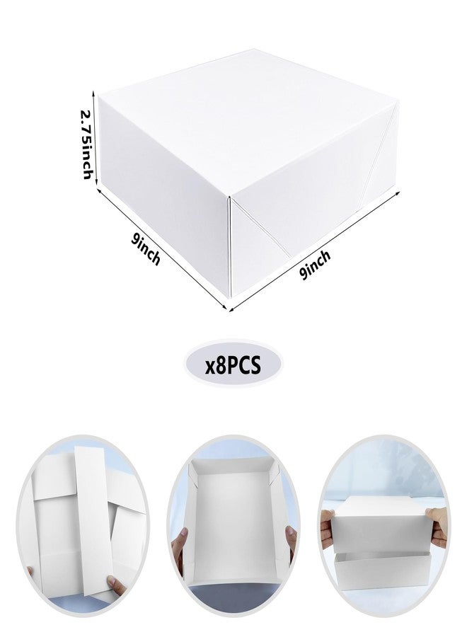 KEEPARTY 8 PCS Square White Gift Boxes with Lids Sizes 9 x 9 x 2.75 Inches for Birthdays Weddings Christmas Graduations Baby Showers and All Holidays - Image 2